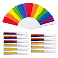 Miniatyrbild 1 av 5: Regnbågsfläktar, 12-pack fläktar, Regnbåge Lgbtq Portabla Vikfläktar, Vikbara Handfläktar Partydekoration