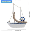 Miniatyrbilde 2 av 5: Miniatyr Seilbåt Nautisk Seilbåt Dekor Mini Seilbåt Modell Tre Miniatyr Seilbåt Skrivebordsdekorasjon Bordplate Ornament (marineblå)