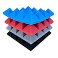 Miniatyrbild 3 av 5: 24 st 25X25X5Cm Studio Akustisk Ljudisolerande Skum Pyramid Ljudisolering Ljudabsorberande Behandlingspaneler Svart+Röd