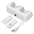 Miniatyrbillede 3 af 5: Fjernbetjenings Batterioplader med Strømkabel Stabil Bærbar Dobbelt Opladningsstation Dock til Wii Spil Fjernbetjening Batteri Hvid
