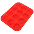 Miniatyrbilde 4 av 5: 12 Kopper Kakeform Matkvalitets Silikon Rød DIY Muffins Cupcake Non-Stick Panne for Baking