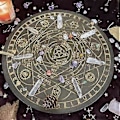 Miniatyrbilde 4 av 5: Hekse Pendelbrett Syv Chakra Krystall Energi Disk Eik Astrolabium