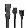 Miniatyrbillede 3 af 5: 0,3 m IEC320 C14 til IEC320 C5+Nema 1-15R AC-strømforlængerkabeladapterledning