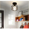 Miniatyrbillede 2 af 4: Retro loftslampe semi-flush loftlampe pendellampe metal bur hængende armatur - sort