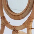 Miniatyrbillede 4 af 5: Håndvævet bordplade makeup organizer med naturlig rattan stativholder skrivebord lodret flap håndlavet rund
