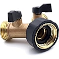 Miniatyrbillede 3 af 5: No 3/4 Tomme 2-vejs Splitter Messing Vandslangehane Hurtigkobling, Hanekobling Dobbelt Hanekobling Adapter Havehanekobling Med Individuelle On/off Ventiler, Ga