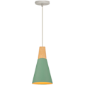 Miniatyrbillede 1 af 5: Moderne enkel loftslampe i metal og træ med justerbar lampeskærm - DIY-pendellampe i grøn