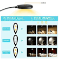 Miniatyrbilde 2 av 5: FBA Monopolys Trefarget temperatur boklampe med klips, innebygd batteri 1000 mAh, svart type USB-lading, enkel hodelykt