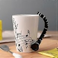 Miniatyrbillede 1 af 5: 240 ml, Musik Keramik Krus Sød Kaffe Te Mælk Node Krus og Kopper med Håndtag Nyhedsgaver, Blå Saxofon
