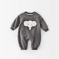 Miniatyrbild 3 av 3: Baby jumpsuit höst långärmad elefant babyhandduk broderad nyfödd rolig bomullskläder sparkdräkter