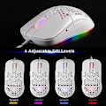 Miniatyrbillede 1 af 5: Honeycomb Shell Kablet Mekanisk Gaming Mus USB Lysende Lys Mus 7200dpi Justerbar Optisk Gamer Mus, Hvid