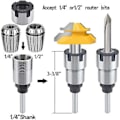 Miniatyrbillede 2 af 5: Overfræserbit Skaft Spændetang Forlænger Patron Konverter Adapter, konverter 1/2, 1/4-tommer Skaft Bit Med