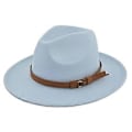 Miniatyrbild 1 av 5: Retro jazzhatt mockabälte ullhatt cowboyhatt retro imiterad ullhatt platt brätte hatt BF150