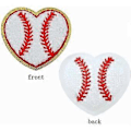 Miniatyrbillede 2 af 5: 12 stk. Baseball Hjerte Patch Guld Kanter Baseball Stryge-på Patches Baseball Applikation til DIY Dekorativt Tøj