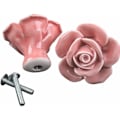 Miniatyrbillede 4 af 5: 2 stk. Pink Flower Trækker Knopper Runde Retro Skuffe Keramiske Vintage Blomster Dør Køkken Møbler Knob Skab Skab Skuffe Træk Håndtag Hjem