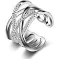 Miniatyrbild 1 av 5: Tumring Silver Cross Lines Ring Celtic Knot Justerbar Öppen Ring Cubic Present