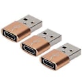 Pikkukuva 4 / 5: 3 kpl USB 2.0 uros - TypeC naaras U-levysovitin metallinen USB - TypeC -sovitin kannettavalle tietokoneelle ja matkapuhelimelle (kulta)