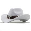 Miniatyrbilde 1 av 5: Sort Uld Western Cowboy Hat Gentleman Jazz Sombrero Hombre Cap Far Cowgirl Hat