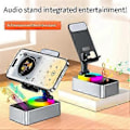 Miniatyrbilde 2 av 5: 3-i-1 Mobiltelefonholder, Audio Powerbank, Bluetooth Samtalehøyttaler, Multifunksjonell Sammenleggbar Roterende Skrivebordsholder, Svart