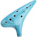 Miniatyrbillede 1 af 3: 12 Hullers Keramisk Ocarina - Alto C - Med Beskyttelsestaske Og Sangbog - Blå