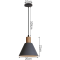 Miniatyrbild 4 av 4: Modern enkel taklampa justerbar hängande lampa trä metallkrona grå