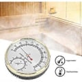 Miniatyrbillede 5 af 5: Indendørs Termo-hygrometer, Metal Ur Fugtighedsmåler Indikator Sauna Rum Temperatur Fugtighedsmonitor Vejr Termometre (1 stk, Guld)