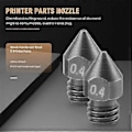 Miniatyrbild 5 av 5: 5 st/Lot 3D-skrivardelar MK8 Härdat Stål Munstycke 1,75 mm 0,4 mm för MK8 3 CR10 CR10S Hotend Kit