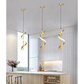 Miniatyrbillede 4 af 4: Moderne Pendel Loftlampe LED Spiral Hængende Lampe 2M Justerbar Lysekrone Koldt Hvidt Lys Guld