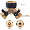 Miniatyrbillede 4 af 5: No 3/4 Tomme 2-vejs Splitter Messing Vandslangehane Hurtigkobling, Hanekobling Dobbelt Hanekobling Adapter Havehanekobling Med Individuelle On/off Ventiler, Ga