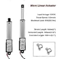 Miniatyrbillede 3 af 5: Mikro-lineær aktuator, 2 tommer slaglængde, 90N/20,3Lb, Hastighed 9,5 mm/S Elektrisk vandtæt aktuatormotor lineær aktuator 12V