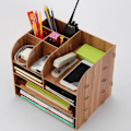 Miniatyrbilde 2 av 5: Trest skrivebordsarrangør, multifunksjonell DIY-skrivebordsoppbevaringshylle, filbrevdokumentmagasinoppbevaringshylle for kontor, hjem og øko