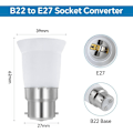 Miniatyrbild 2 av 5: B22 till E27 sockeladapter, B22 till E27 bajonett sockelomvandlare för LED glödlampa halogen glödlampa sockel basadapter, 6 stycken