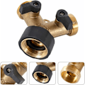 Miniatyrbilde 3 av 5: Dobbel vaskemaskin kran, 2-veis Y vannslange kran kobling splitter for 3/4\" forsynings slanger, Heavy Duty Messing Dobbel Utendørs Hage Fa