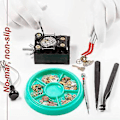 Miniatyrbilde 3 av 5: 4 stk. bøyde pinsetter i rustfritt stål med gummispiss for laboratorie- og smykkefremstilling