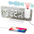 Miniatyrbild 1 av 5: 180  Takprojektionsväckarklocka - Elektrisk digital klocka Snooze-funktion, 12/24H, Justerbar volym Modern lyxväckarklocka för hemmet med USB-kontakt Vit