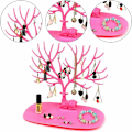 Miniatyrbillede 2 af 4: Plastik Smykke Træ Display Stativ, Hjorte Træ Smykke Display Stativ Øreringe Halskæde Holder Smykker Opbevaring Holder Stativ, Pink
