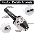 Miniatyrbild 5 av 5: Nyckelfri Mini 3-backs Drillchuck Skruvmejsel Adapter Med Snabbväxling 1/4\" Hex
