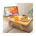 Miniatyrbild 4 av 5: Bambu Soffbricka Bord Kläms Fast Sidobord För Breda Soffor Arm, Vikbar Soffbricka Med 360 Rotation