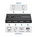 Miniatyrbilde 4 av 5: Usb 3.0 Switch 2 Inn 4 Ut Kvm Dokkingstasjon Skriverdelingsenhet Skjermadapter Kvm Konverter