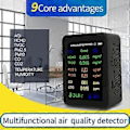 Miniatyrbillede 3 af 5: 9 i 1 Bærbar Luftkvalitetsmåler PM2.5 PM10 CO CO2 TVOC HCHO Temperatur Fugtighedstester Farveskærm, Hvid