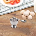 Miniatyrbilde 4 av 5: Eggkopper i rustfritt stål, sett for harde og bløtkokte egg med 6 eggeglassholdere og 6 eggeskjeer, nyt Eg