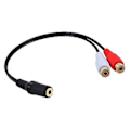 Miniatyrbillede 1 af 4: Forgyldt 3,5 mm hun til 2 hun stik stereo adapter audio splitter RCA (15 cm) sort
