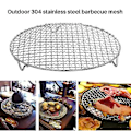 Miniatyrbillede 2 af 5: 304 Rustfrit Stål Multifunktionel Rund Grillnet Med Fod Grillrist Damp Bagerist Camping