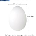 Miniatyrbilde 2 av 5: 12-pakning 3-tommers påskeegg i skum, hvite egg, hobbyegg i skum, naturlig polystyren, håndlagde eggkuler i skum