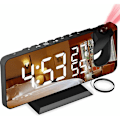 Miniatyrbild 1 av 5: Projektionsväckarklocka, Sängklocka med FM-radio, Digital klocka med USB-laddningsport, Snooze, 7 \"LED-spegelsdisplay, 4 justerbar