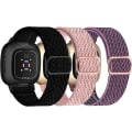 Miniatyrbild 1 av 5: Elastiska nylonremmar kompatibla med Fitbit Versa 4/versa 3/sense 2/sense - 3-pack