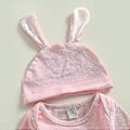 Miniatyrbild 4 av 5: Nyfödd Baby Pojkar Flickor Min 1:a Första Påsk Kläder Set Outfit Långärmad Kanin Romper Topp Randiga Långbyxor 3D Kanin Öron Hatt Baby Påsk Present SHZN
