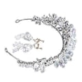 Miniatyrbillede 4 af 5: Rhinestone Prinsesse Tiara med Hængeøreringe - Elegant Legeringskrone til Fester og Begivenheder