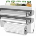 Miniatyrbillede 1 af 5: Aluminiumsfolie og husholdningsfilm dispenser, rullepapirholder med skarpe blade og opbevaringshylde, til køkken badeværelse 15,35 x 3,94 x 9,45 tommer