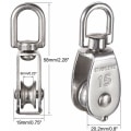 Miniatyrbilde 2 av 5: 10 stk rustfritt stål wire tau kran talje blokk m15 løfte kran svingbar krok enkelt talje blokk wire henge slepehjul-DENUOTOP